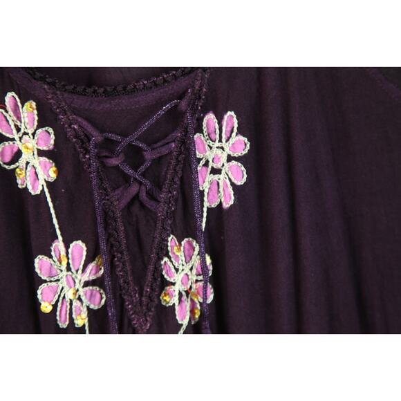Vintage Tunic Dress Purple Fairy Beaded Festival Whimsigoth Boho Sequin Y2K - Picture 5 of 10